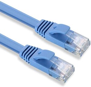 【送料無料】高速LANケーブル 3M フラットLANケーブル CAT6準拠【オスーオス】 ブルー　ADSL/FTTH/CATV/ISDN/光回線　