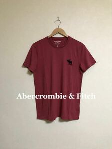 【新品】 Abercrombie & Fitch BIG ICON CREW NECK TEE アバクロンビー&フィッチ ビッグアイコン クルーネック Tシャツ サイズS レッド半袖