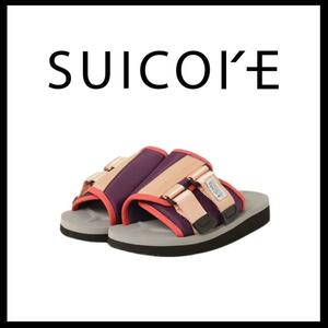 ○★新品 未使用 SUICOKE カウ キャブ 定番ベルクロサンダル ピンク × グレー 26cm○●