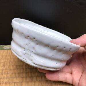 白萩のお茶碗（米）魯山人星岡窯銘印？茶器　茶入　茶わん　小鉢　杯　珍味入れ（R60313_B）