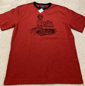 №386新品アバクロ赤プリントTシャツS