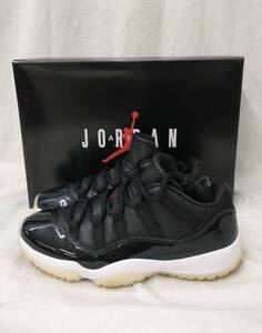 [箱付] NIKE AIR JORDAN 11 RETRO LOW AJ11 72-10 ジョーダン 復刻 スニーカー 25cm 黒 白 パテントレザー AV2187-001 店舗受取可