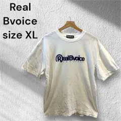 Real Bvoice メンズ　半袖　Tシャツ　ブリントロゴ　ホワイト　XL