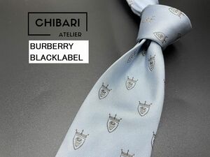 BURBERRY BLACK LABEL　バーバリーブラックレーベル　全面ロゴ柄　ネクタイ　3本以上送料無料　ブルー　0503067