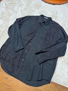 24FW 試着のみ Engineered Garments COMBO SHORT COLLAR SHIRT L COTTON FRINGE PATCHWORK