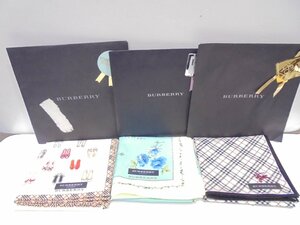 【76】1円～Burberry バーバリー ハンカチ 3枚セット 綿 服飾品 開封未使用品