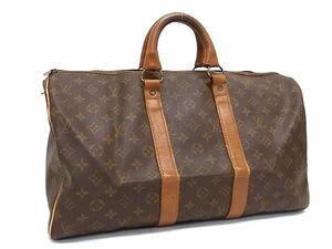 1円 LOUIS VUITTON ルイヴィトン M41428 モノグラム キーポル45 タロンジップ USA ボストンバッグ 旅行かばん ブラウン系 FA8186