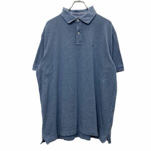 TOMMY HILFIGER 半袖 ポロシャツ XL トミーヒルフィガー ハーフボタン カスタムフィット ライトブルー 古着卸 アメリカ仕入 t2409-3761