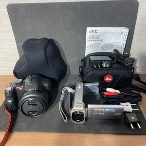 E8 leica カメラ ライカ デジタル一眼レフカメラ ビデオカメラ V-LUX3 ブラック/JVC Everio GZ-V590 シルバー 通電確認済