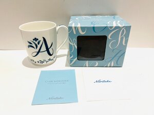 【OMO3268】1円～ Noritake ノリタケ born china マグコレクション イニシャルA 285cc マグカップ 食器 キッチン 箱付き 破れ有