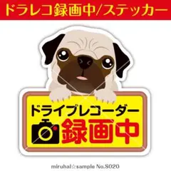 ドライブレコーダー ステッカー パグ 車 犬 煽り運転 防犯 カメラ 録画中