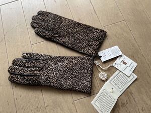 未使用！GLOVES！イタリア製 上質ポニー革ハラコXシープスキン 7ハーフ 寸法21cm 内側カシミア仕様 レザー手袋 焦茶