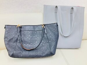 【送料無料】GIVENCHY/ジバンシィ PUレザートートバッグ COACH/コーチ シグネチャー ハンドバッグ グレー系&ブラック系 2点おまとめ