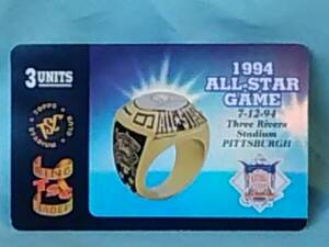 使用済み　テレカ　1994　MLBオールスターゲーム　ゴールド リングリーダー　ALL-STAR GAME ビッツバーグ PITTSBURGH