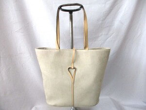 L.Berruti/ラベルディ◇オーバルトートバッグ　スエード風　ベージュ　本革使い　W39cm