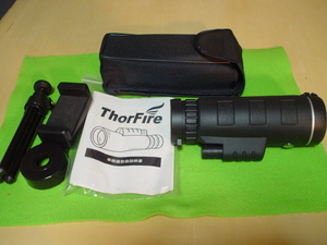 珍品　デザイン　THORFIRE　４０ｘ　単眼鏡　三脚スタンド　撮影用携帯電話ホルダー　袋ケース付　ブラック　コンパス付