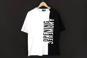 【名作】OPENING CEREMONY 切り替え S/S プリント Tシャツ S ブラック/ホワイト 黒/白 ロゴ 半袖 TEE オープニングセレモニー