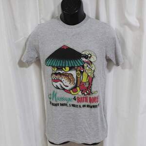 エドハーディー Ed Hardy メンズ半袖Tシャツ グレー Lサイズ M02NBCN453 新品 MASSAGE&BATH HOUSE BULLDOG&GEISHA