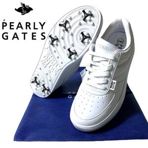 【26.0】新品 パーリーゲイツ 定価2.8万 ミニマルデザイン オールレザー ローカット スパイク PEARLY GATES ゴルフシューズ ◆R1781