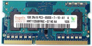 hynix 1GB*1枚 PC3-8500S(DDR3-1066) SO-DIMM ノートパソコン用メモリ型番：HMT112S6BFR6C-G7