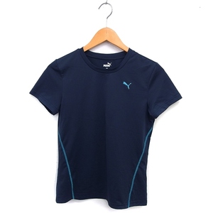 プーマ PUMA 国内正規品 スポーツウェア ドライプラス Tシャツ クルーネック ロゴ 半袖 S 紺 ネイビー /NT26 レディース