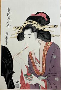 【真作】大正期 浮世絵木版画 鳥居清峯「東錦美人合」大判 錦絵 保存良い