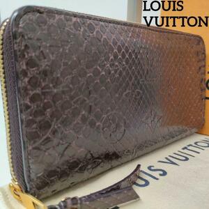 定価３１万円超【美品・開運財布】ルイヴィトン LOUISVUITTON モノグラム パイソン ジッピーウォレット ボルドー 長財布 メンズ 保存箱