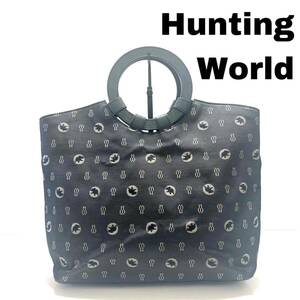 HUNTING WORLD ハンドバッグ トート キャンバス レザー 総柄