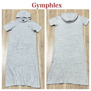 ★人気★美品 Gymphlex ジムフレックス スウェットパーカー ワンピース グレー 半袖 春夏 トレーナー レディース サイズ14 膝下丈 R-6279