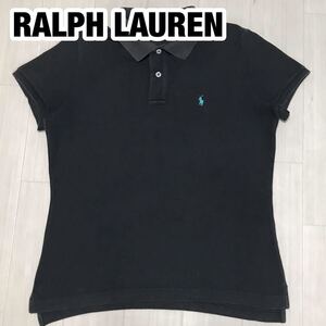 RALPH LAUREN ラルフローレン 半袖ポロシャツ レディース L ブラック 刺繍ポニー