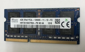 SK HYNIX 2Rx8 PC3L-12800S 4GB DDR3L-1600 4GB DDR3L 204ピン ECC無し ノートパソコン用メモリ 4GB DDR3 LAPTOP RAM
