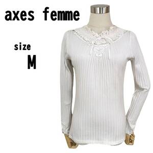 【M】axes femme レディース トップス ホワイト ストライプ縫い目