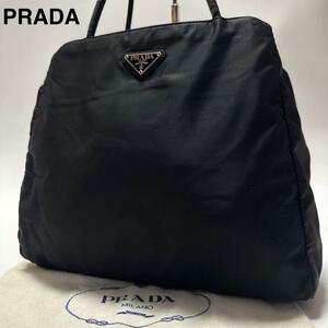 b33【極美品】プラダ　PRADA　三角ロゴ　ナイロン　ブラック　黒　手提げ　トートバッグ　ハンド　ワンショルダーバッグ