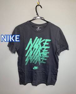 ■NIKE ナイキ■ロゴプリントグレーTシャツ: XL☆TS-270