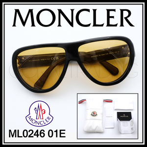 24106★新品本物！MONCLER ML0246 01E ANODIZE ブラック/オレンジレンズ モンクレール 高級サングラス メンズ レディース バイク