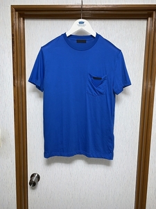 L 新品同様 2020 PRADA ポケット Tシャツ 青2