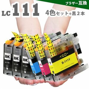 プリンターインク LC111-4PK　+　LC111BK×2個　 4色セット+ブラック2個　 ブラザー　LC111　互換インク LC111BK LC111Y LC111M LC111C A3