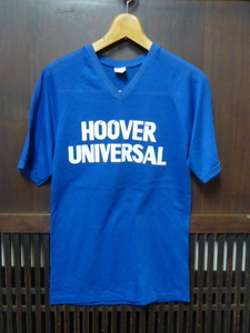 USA古着　80s BIKE Tシャツ MEDIUM 青 ブルー HOOVER メッシュ Vネック スポーツ ナンバリング カレッジ 半袖 アメリカ製 