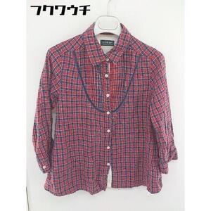 ◇ BEAMS BOY ビームス ボーイ チェック 七分袖 シャツ サイズF レッド　ネイビー系 レディース