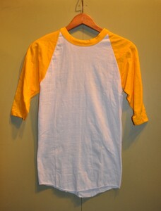 デッドストック 80年代 RUSSELL ATHRETIC ラッセル アスレティック 七分袖 Tシャツ MADE IN USA YELLOW ゴールド タグ