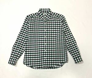 GU // 長袖 チェック柄 ボタンダウン シャツ (白×緑系×黒系) サイズ S