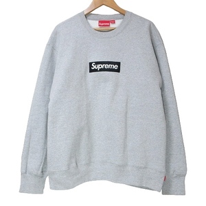 シュプリーム 22AW Box Logo Crewneck Sweatshirt Heather Grey クルーネック スウェット トレーナー 裏起毛 長袖 ボックスロゴ M ☆AA★