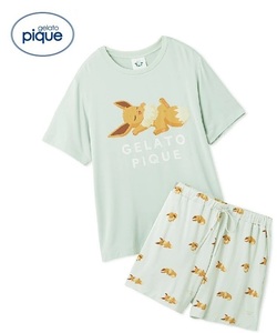 【新品】【即納】【イーブイ】gelato pique ジェラート ピケ ポケモンスリープ 接触冷感プリントTシャツ＆ショートパンツ レディース