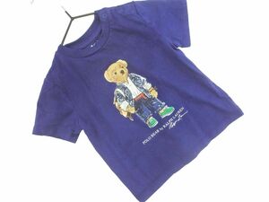 ネコポスOK Ralph Lauren ラルフローレン ポロベア プリント Tシャツ size12M(75cm)/紺 ■◆ ☆ egc2 子供服