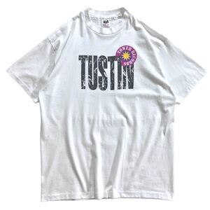 レア【90s USA製 TUSTIN TOWER RECORDS ロゴ プリント Tシャツ XL】タワレコ 企業 バンド 古着 ビンテージ SUB POP バンT レーベル HIPGOP