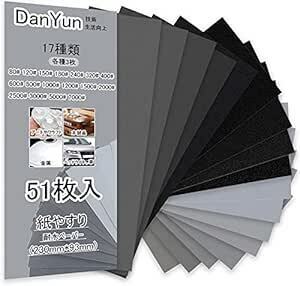 DanYun 紙やすり 17種51枚 耐水ペーパー セット サンドペーパー 紙ヤスリ かみやすり 7000 5000 3000 2