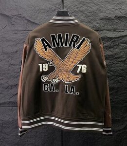 AMI PARIS アミ ボンバージャケット スタジャン Jacket ジャケット タジアムジャケット ブラウン M 中古 TJ 1