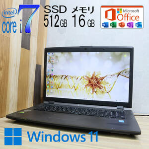 ★中古PC 最上級4世代4コアi7！新品SSD512GB メモリ16GB★MB-W803S Core i7-4710MQ グラボ Win11 MS Office2019 Home&Business★P71750