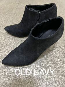 オールドネイビー　OLD NAVYショートブーツ　ブーティー　ブーツ　フェイクスエード　黒　6 23cm