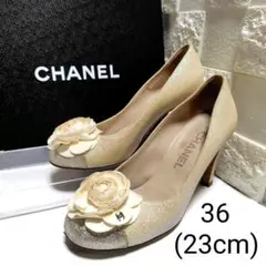 美品✨　CHANEL　36(約23)　カメリア　ココマーク　グリッターラメ